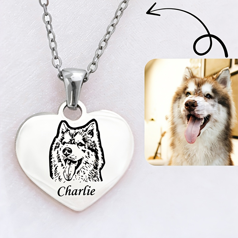 Pet Portrait Custom - สร้อยคอรูปสัตว์เลี้ยงสแตนเลสสั่งทำพิเศษ สร้อยคอรูปและชื่อสัตว์เลี้ยงแบบกำหนดเอง เครื่องประดับสำหรับผู้หญิง ของขวัญที่ระลึกส่วนบุคคล