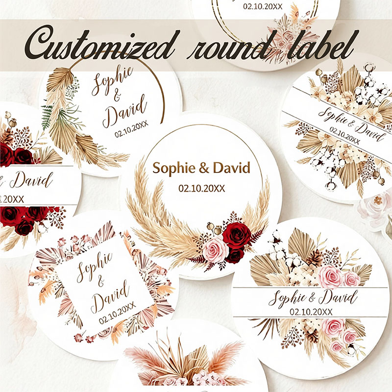 สติกเกอร์งานแต่งงานลายพัดปาปาส - Personalized Name Box บทวิจารณ์และราคา