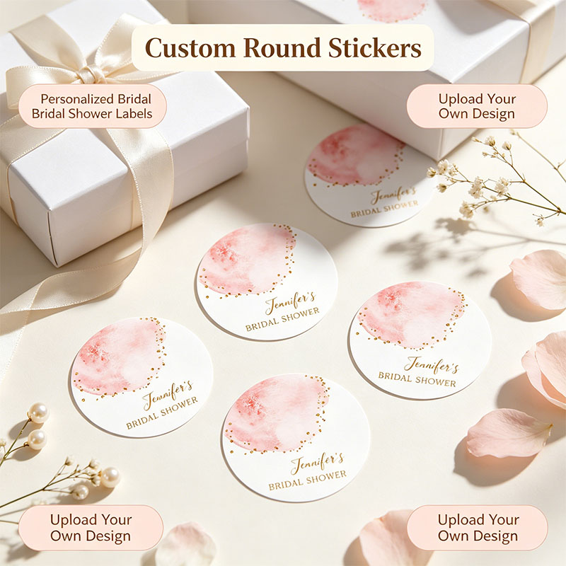 สติกเกอร์กลมสีชมพูทองแบบกำหนดเ - Personalized Name Box บทวิจารณ์และราคา