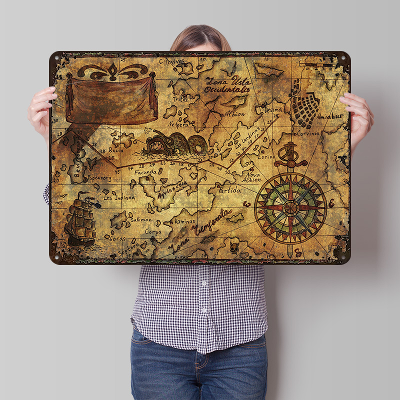 โปสเตอร์แผนที่โลกวินเทจ พิมพ์ล - Custom Map Poster บทวิจารณ์และราคา